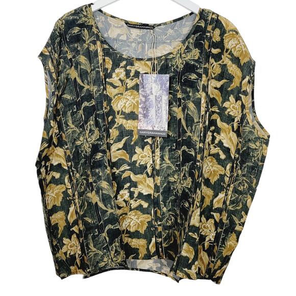 *NEW* Gary Graham GARYGRAHAM422 "Army Floral" Scoop Neck Cocoon Top - Large - Picture 1 of 7
